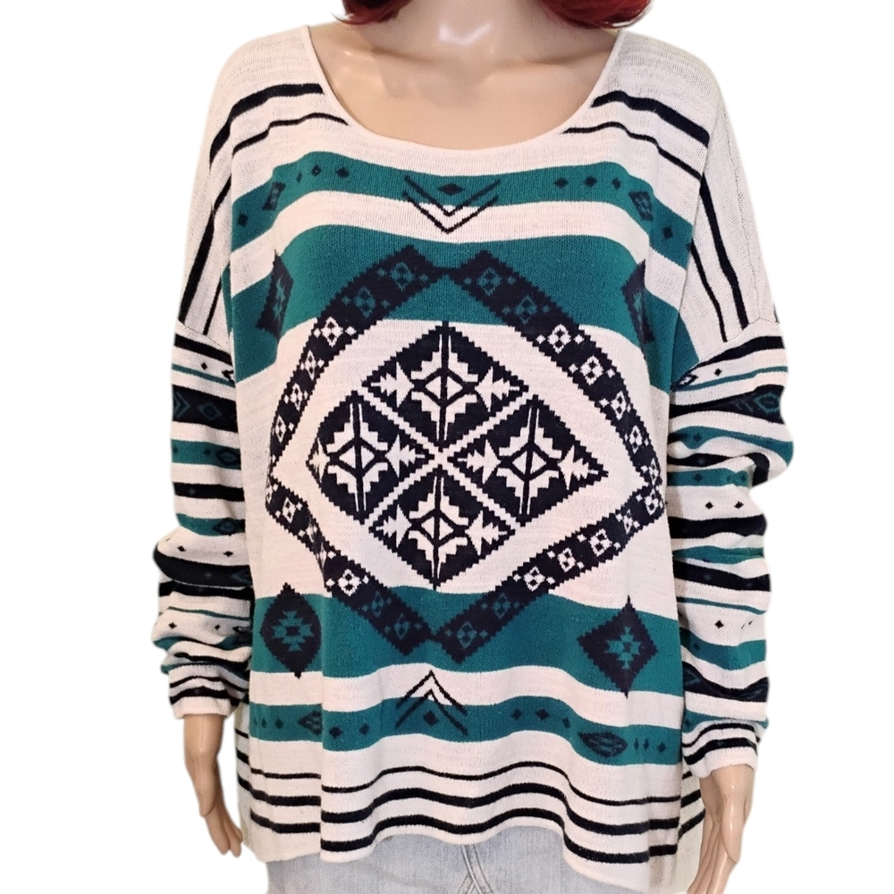 Natural Reflections Aztec Design Pullover Sweater - Size 2X - Picture 3 of 10